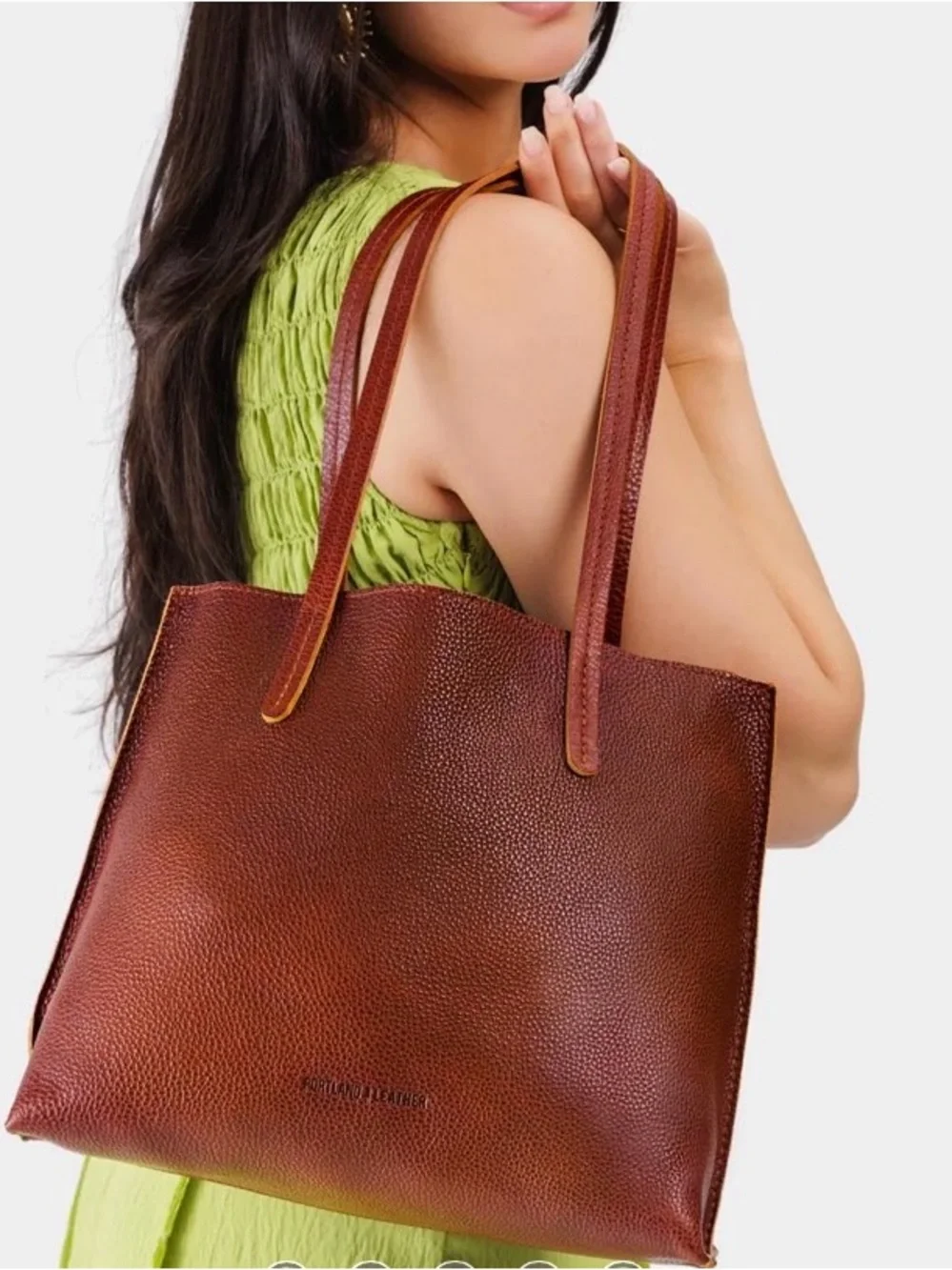 Portland Leather Brown Leather Tote - Picture 4 of 10